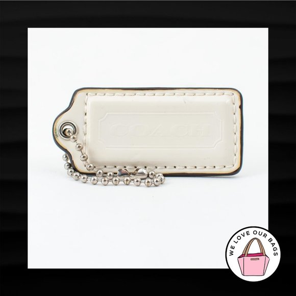 2.25" Medium COACH WHITE PATENT LEATHER KEY FOB BAG CHARM KEYCHAIN HANGTAG TAG - Picture 1 of 1